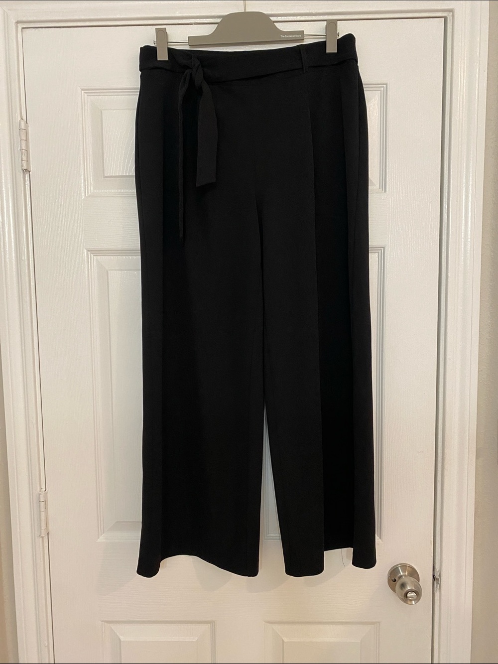 Black Wide-Leg Tie-Waist Pants